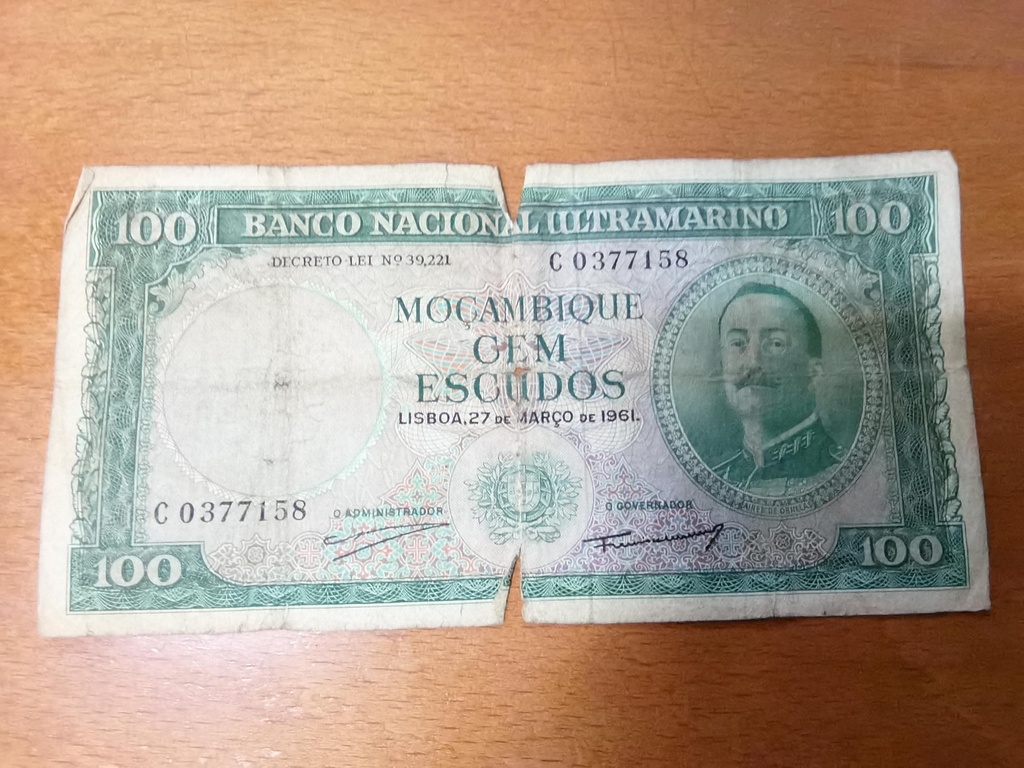 Banco Nacional Ultramarino Moçambique 100 escudos 1961