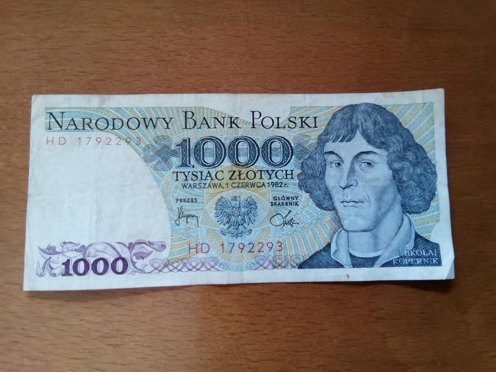 Nota 1000 Tysiac Narodowy Bank Polski 1982